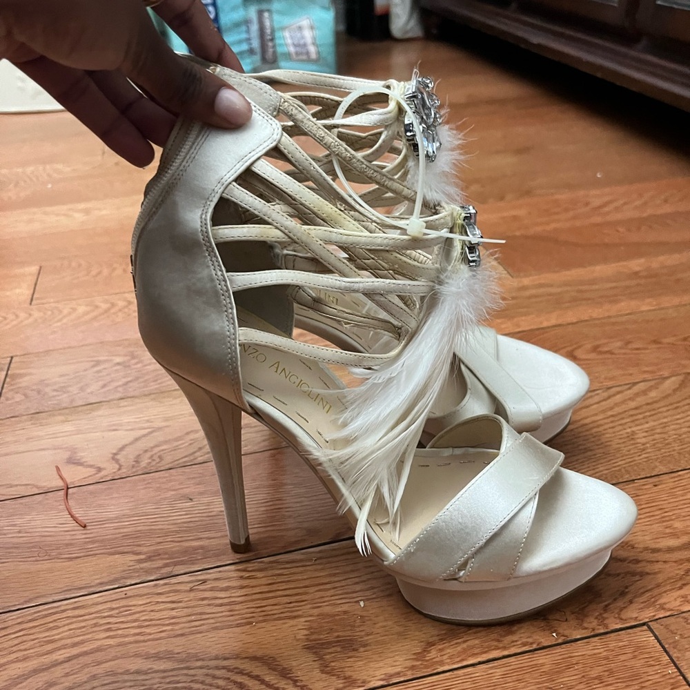 Nine West Cream Feather Heels